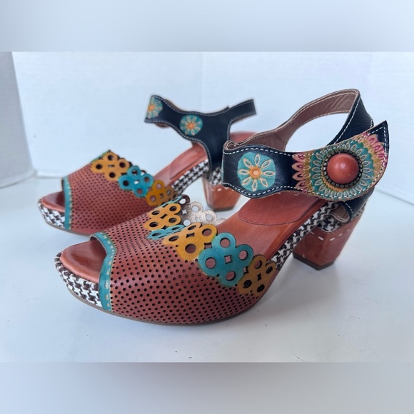L'Artiste By Spring Step Jive Boho Platform Heel Sandals Shoes Women’s 37 - Picture 4 of 11